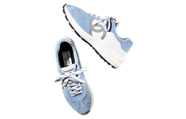 (W) Chanel Fabric and Suede Calfskin Sneakers 'Blue White' 圖 2