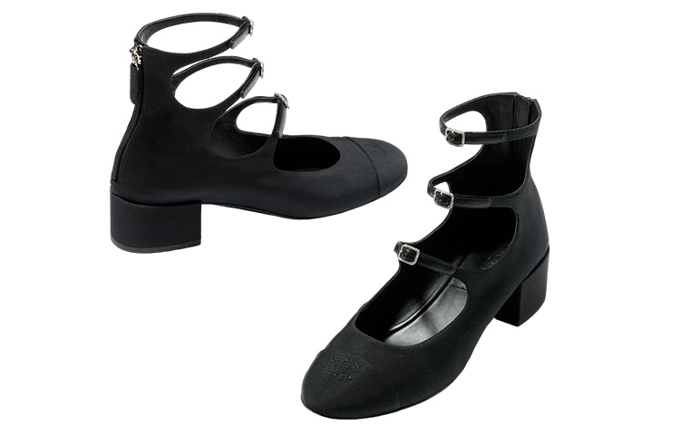 (W) Chanel Fabric Buckle Chunky Heel 'Black' 圖 3