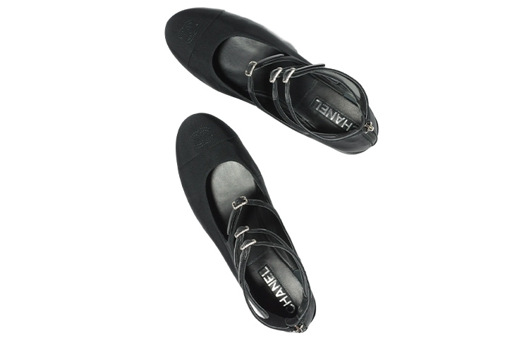 (W) Chanel Fabric Buckle Chunky Heel 'Black' 圖 4