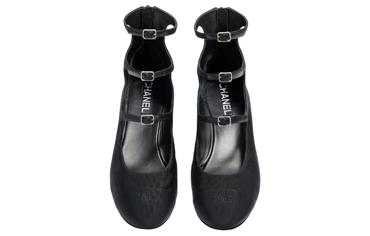 (W) Chanel Fabric Buckle Chunky Heel 'Black' 圖 5