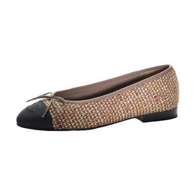 (W) Chanel Fabric CMFT Flats 'Black Brown'