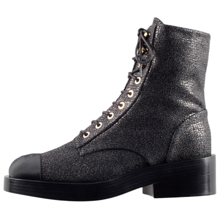 Buy (Women) Chanel Fabric Lace-Up Ankle Boot 'Black' G39162-Y55902-94305