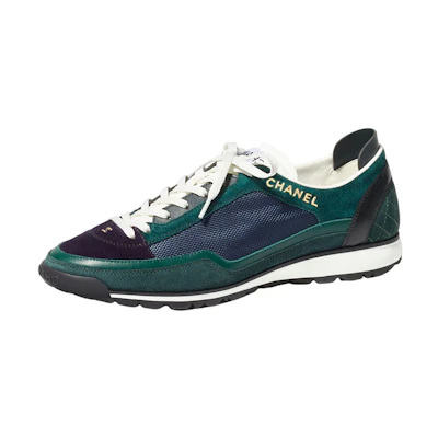 (W) Chanel Fabric Logo Lace-Up Low Top 'Dark Green'