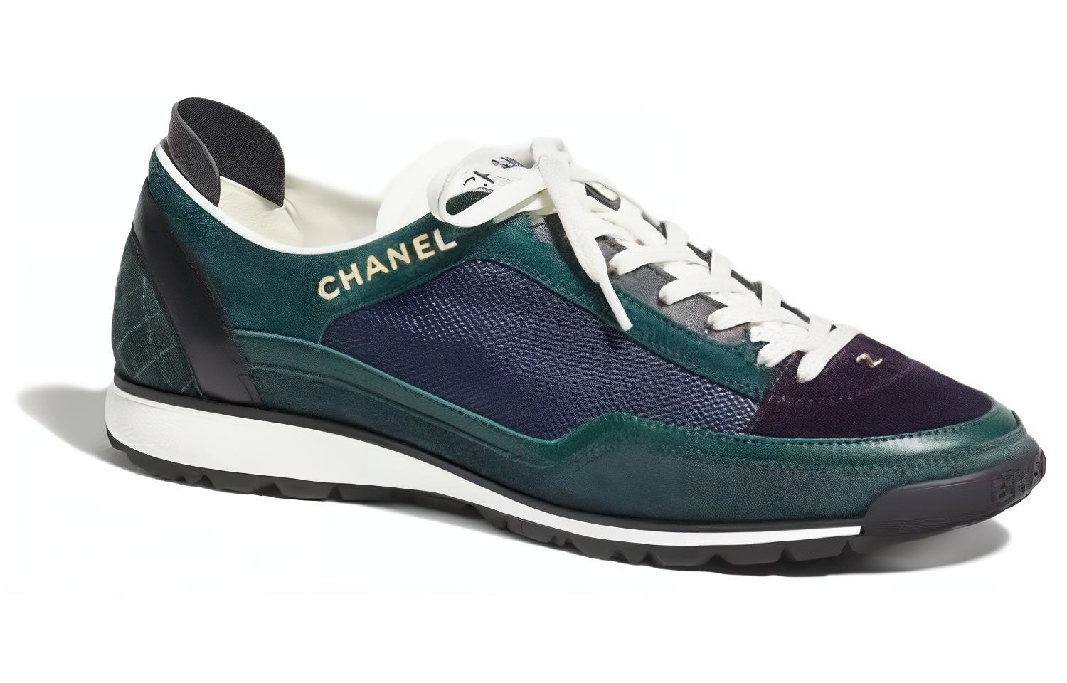 (W) Chanel Fabric Logo Lace-Up Low Top 'Dark Green' 圖 2