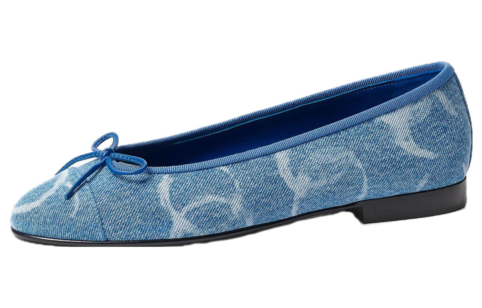 (W) Chanel Fabric Pointed Toe Lace-Up 'Light Blue'