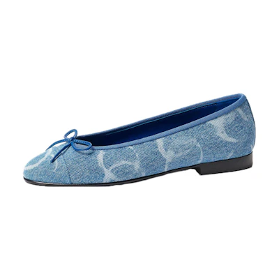 (W) Chanel Fabric Pointed Toe Lace-Up 'Light Blue'