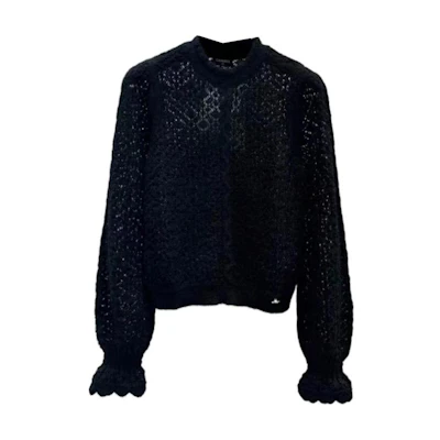 (Women) CHANEL Fall/Winter 2023 Black Knit Long Sleeve Casual Sweater. P75692-K10945-94305
