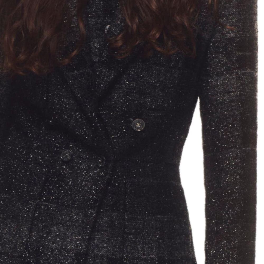 (Women) CHANEL Fall Winter 2024 Tweed Double-Breasted Jacket Black Gray  Outerwear. P78012-V70130-M9999 圖 4