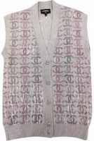 (Women) CHANEL Fall Winter 22K Logo Print Sleeveless Knit Top Women - Grey. P73877-K10577-NK995 (Women) CHANEL Fall Winter 22K Logo Print Sleeveless Knit Top Women - Grey. P73877-K10577-NK995