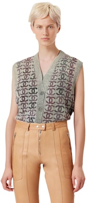 (Women) CHANEL Fall Winter 22K Logo Print Sleeveless Knit Top Women - Grey. P73877-K10577-NK995 Shop (Women) CHANEL Fall Winter 22K Logo Print Sleeveless Knit Top Women - Grey. P73877-K10577-NK995