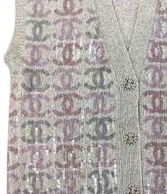 (Women) CHANEL Fall Winter 22K Logo Print Sleeveless Knit Top Women - Grey. P73877-K10577-NK995 Sizing (Women) CHANEL Fall Winter 22K Logo Print Sleeveless Knit Top Women - Grey. P73877-K10577-NK995