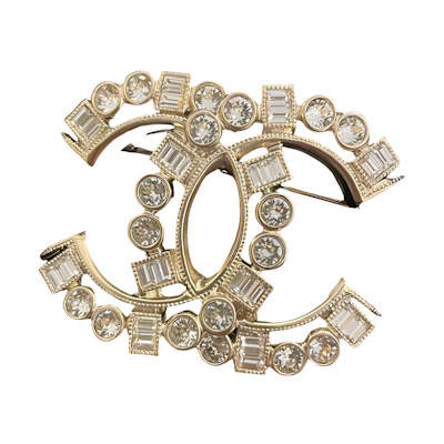 (Women) CHANEL Fashion Double C Rhinestone Brooch Gold. AB9343B09078NK203