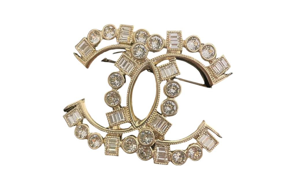 (Women) CHANEL Fashion Double C Rhinestone Brooch  Gold. AB9343B09078NK203 圖 2