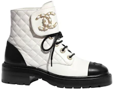 Order (W) Bottes en Cuir à la Cheville Chanel Mode ''Noir et Blanc'' G36424-X51906-C2666