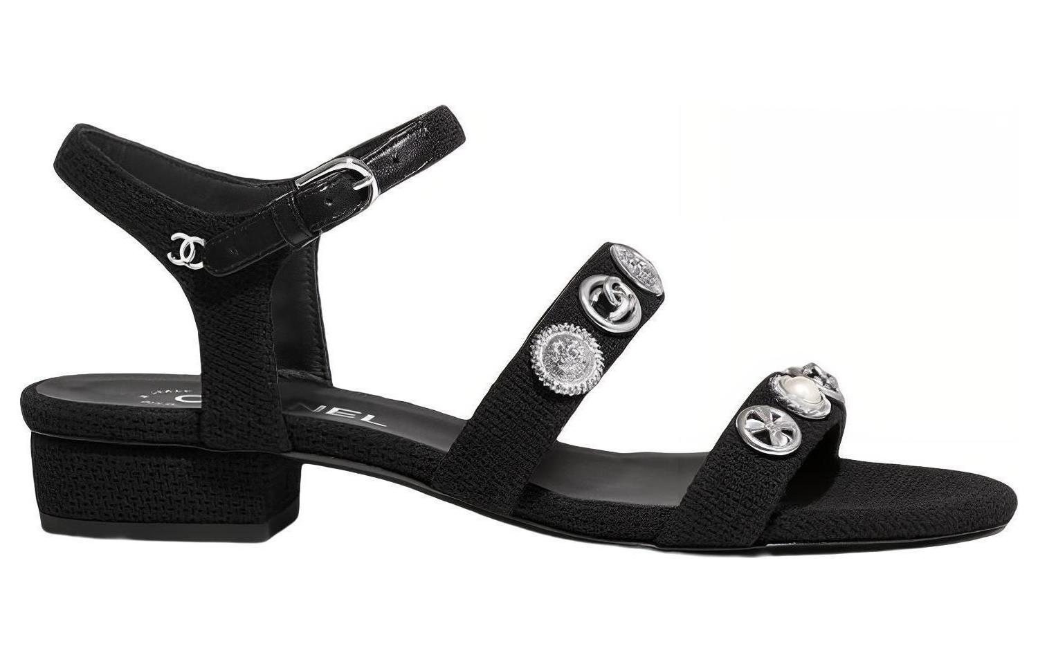 (W) Chanel Fashion Velvet Leather Slide 'Black' 圖 2