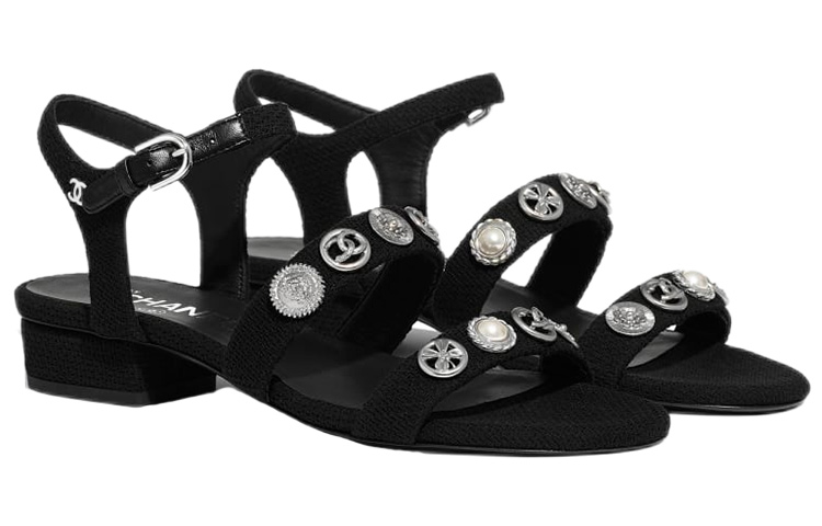 (W) Chanel Fashion Velvet Leather Slide 'Black' 圖 3