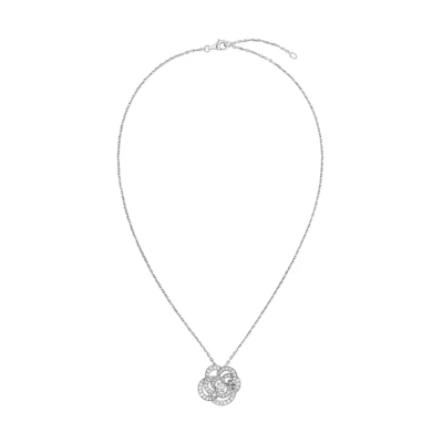 (Women) CHANEL Fil de Camélia Necklace 18K White Gold Diamond Silver Large for Women J2530