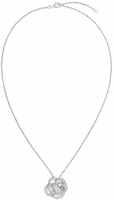 Order (W) 香奈兒 18K白金鑽石大款銀色絲絹山茶花項鍊 女士專用 J2530