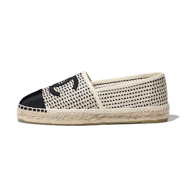 (W) Chanel Fisherman Flat 'Beige Mesh Satin'