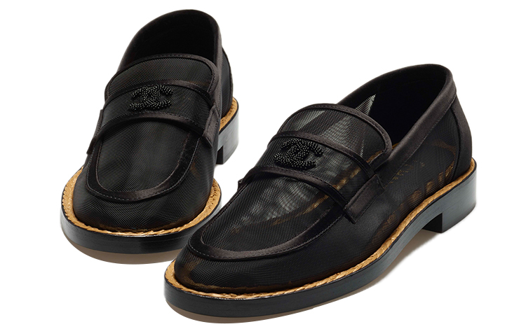 Lookbook (W) 香奈儿平底鞋 '黑色网眼丝缎' G38939-X56461-94305