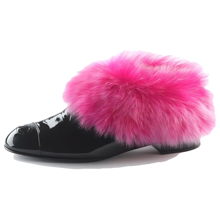 (W) Chanel Flat 'Black Pink'