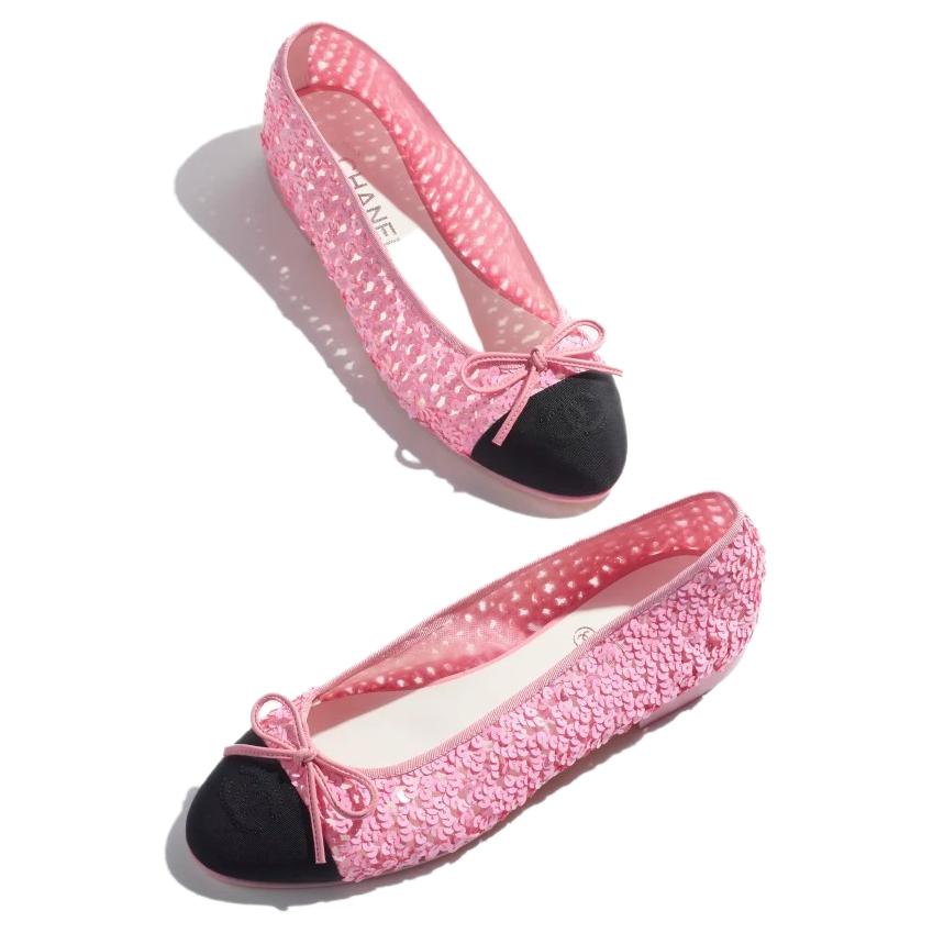 (W) Chanel Flat 'Pink Sequin Cotton and Lace' 圖 5