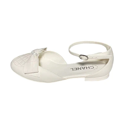 (W) Chanel Flat Bowtie 'White'