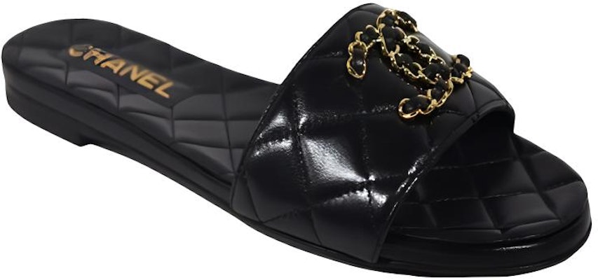 (W) 샤넬 로고 블랙 플랫 슬라이드 샌들 G39954-X56940-94305 Shop (W) 샤넬 로고 블랙 플랫 슬라이드 샌들 G39954-X56940-94305