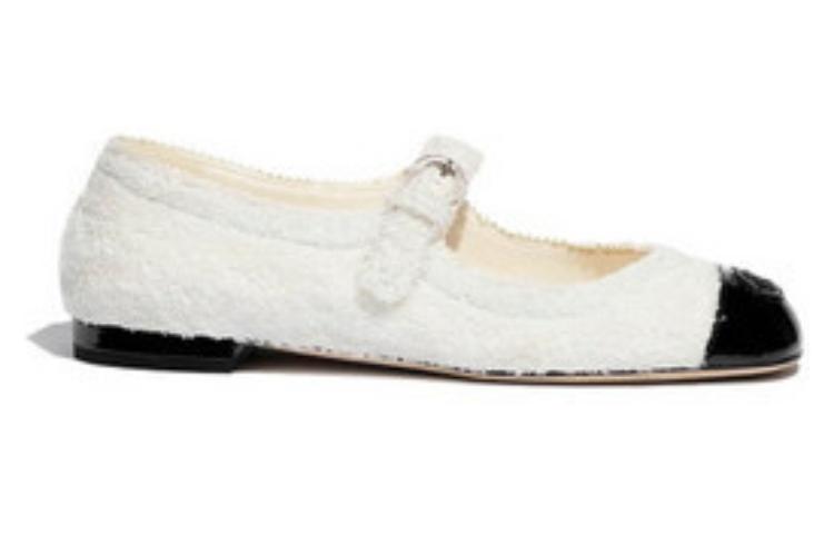 (W) Chanel Flat Lambskin & Patent Calfskin Ballet Shoes 'White' 圖 2