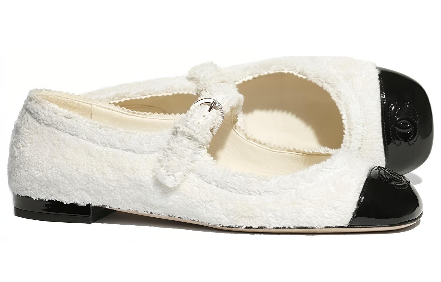 (W) Chanel Flat Lambskin & Patent Calfskin Ballet Shoes 'White' 圖 4