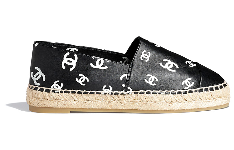 Order CHANEL 香奈兒 印花小羊皮平底鞋 女款 黑色