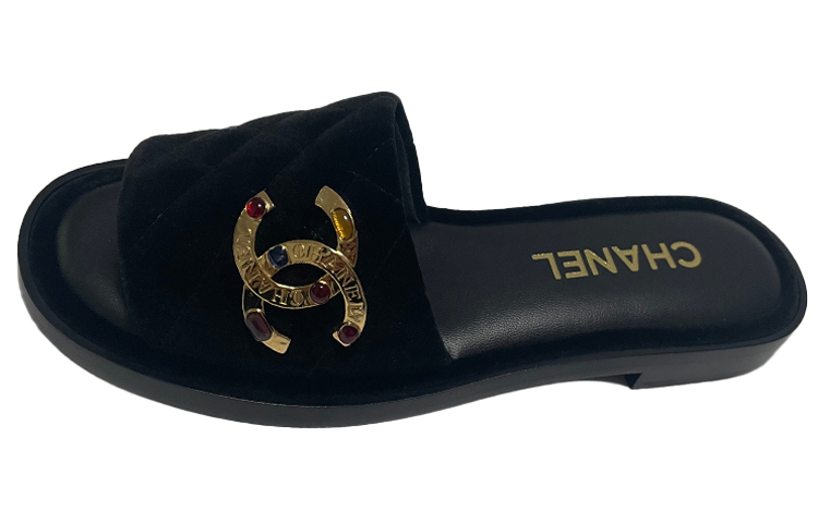 (Women) Chanel Flat Open-Toe Breathable Fashion Slide 'Black' G38794-X56516-94305