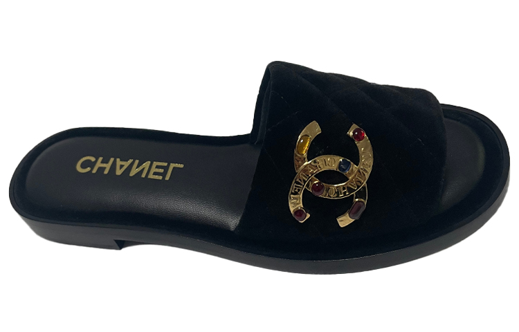 (W) Chanel Flat Open-Toe Breathable Fashion Slide 'Black' 圖 2