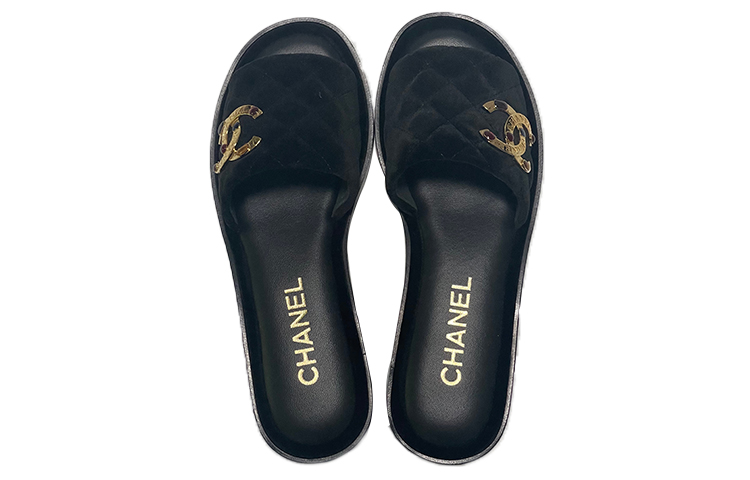 (W) Chanel Flat Open-Toe Breathable Fashion Slide 'Black' 圖 3