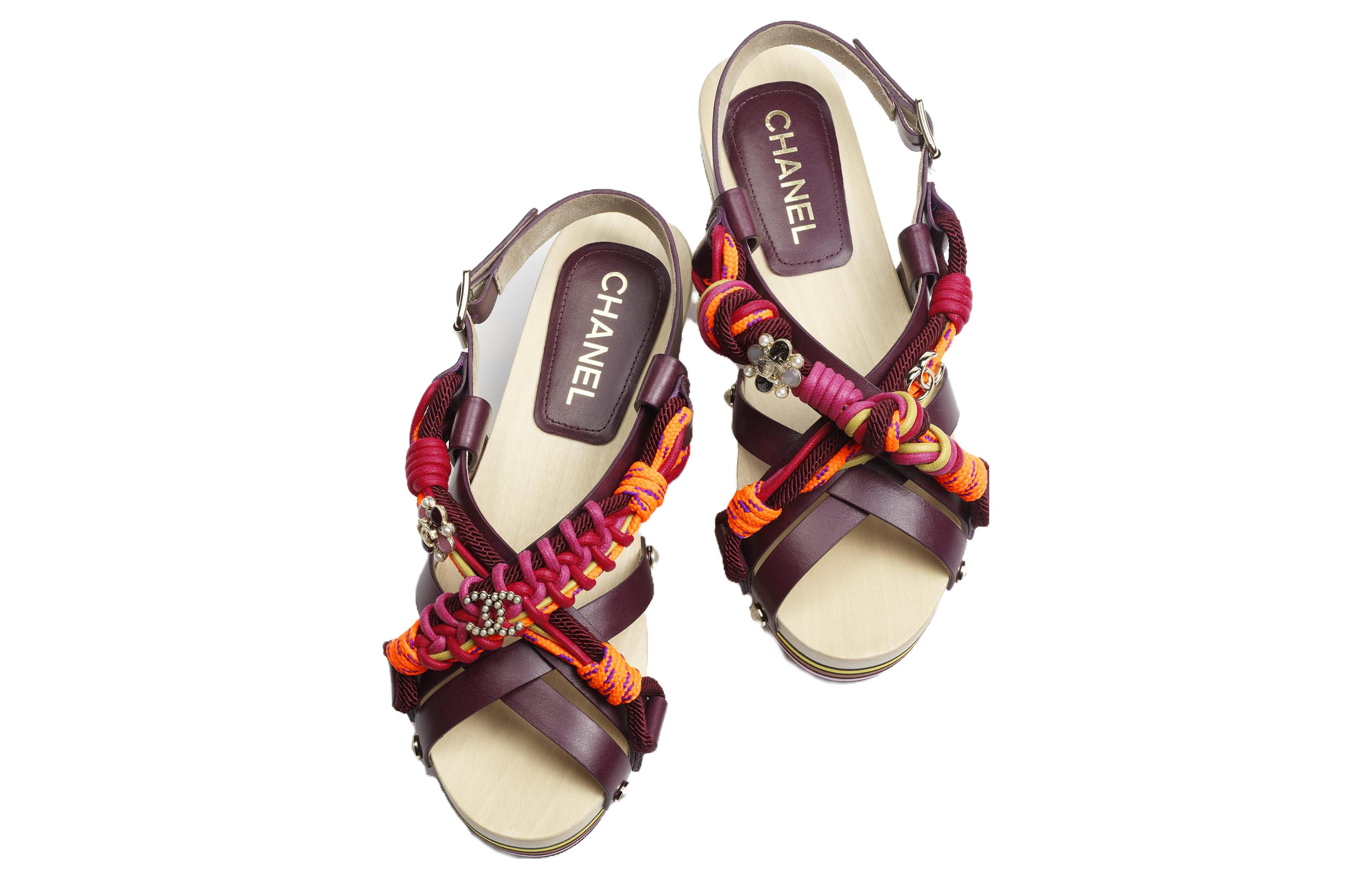 Order CHANEL香奈兒 頭層牛皮 平底露趾 一字帶涼鞋 女款 紅色