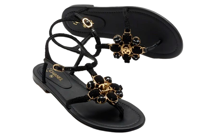 (W) Chanel Flat Sandal 'Logo Black' 圖 4