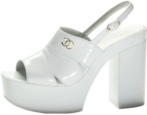 CHANEL香奈兒 漆皮 休閒舒適 一字帶涼鞋 10.5cm 女款 白色 Buy CHANEL香奈兒 漆皮 休閒舒適 一字帶涼鞋 10.5cm 女款 白色