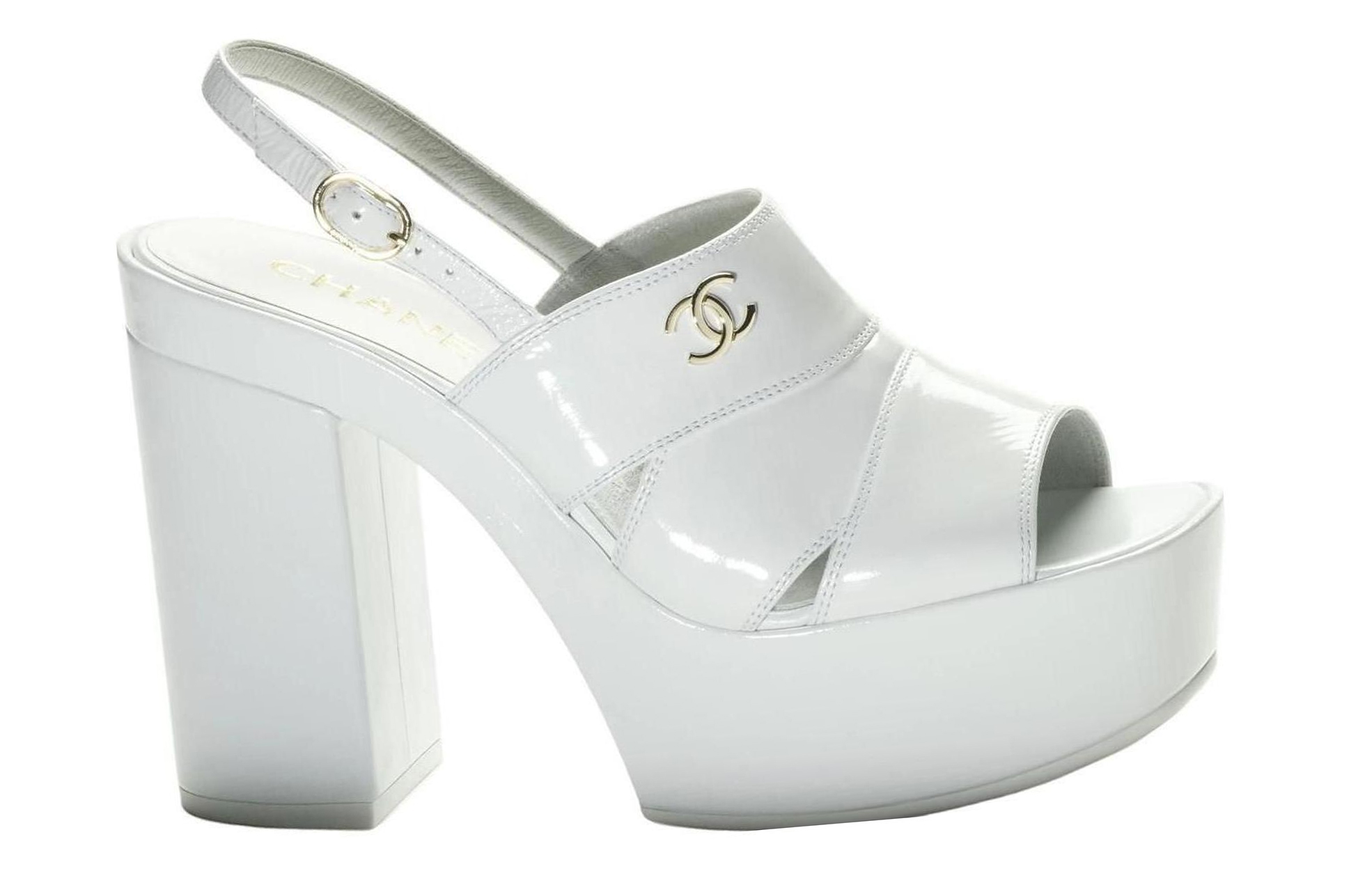 (W) Chanel Flat Sandals 'White Patent Leather' 圖 2