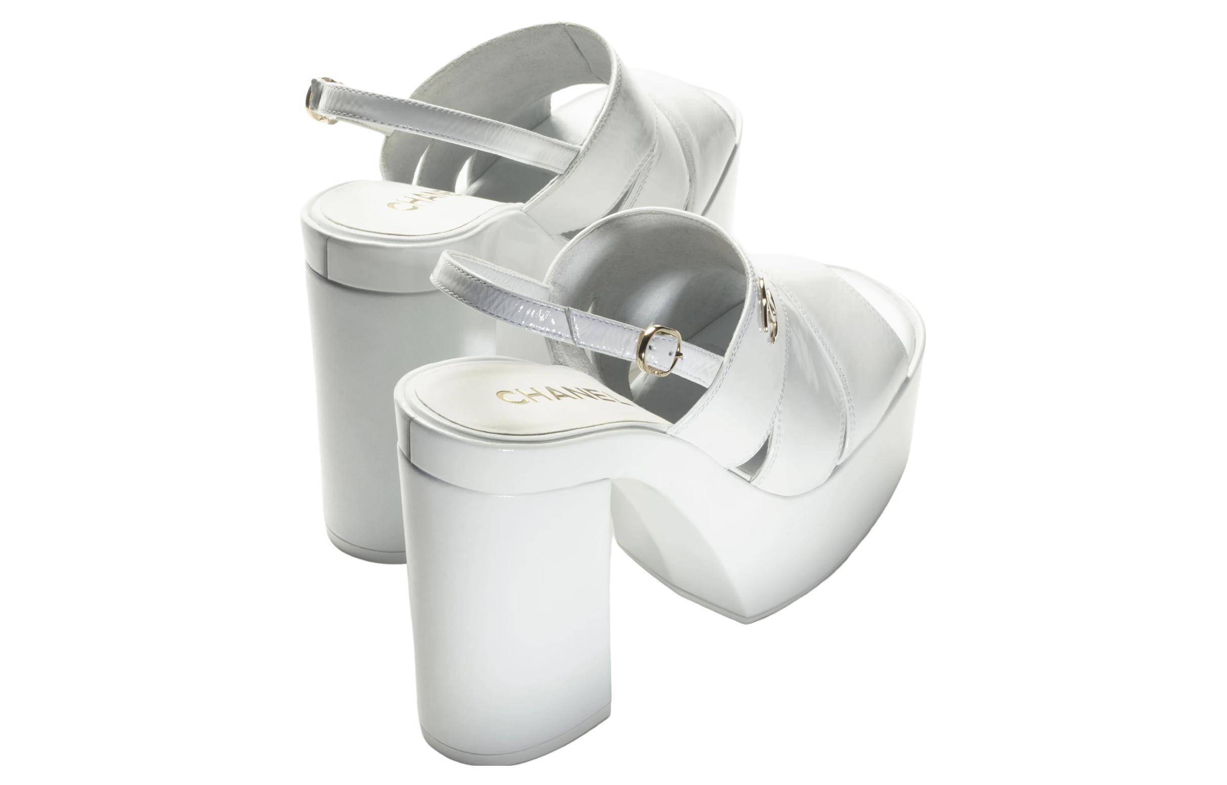 (W) Chanel Flat Sandals 'White Patent Leather' 圖 4