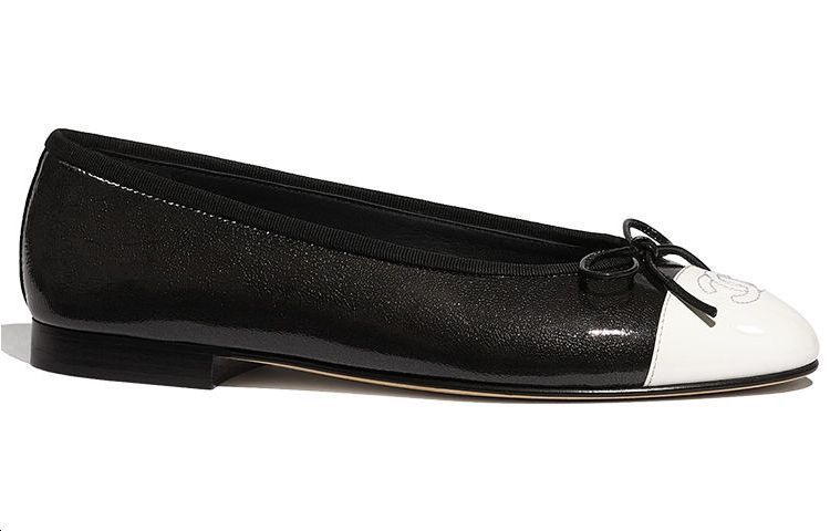 (W) Chanel Flat Shoes 'Black and White Patent Calfskin' 圖 2