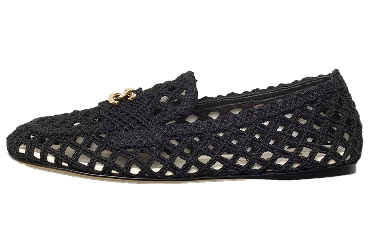 (W) Chanel Flat Shoes 'Black Knit'