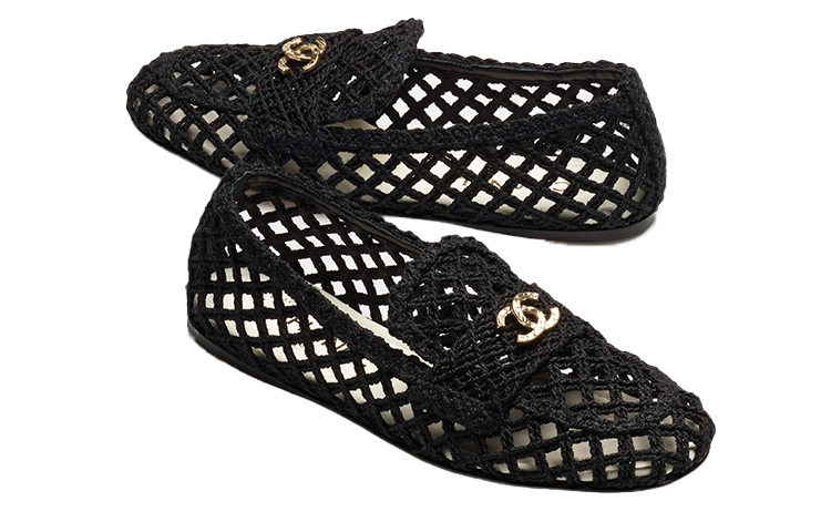 (W) Chanel Flat Shoes 'Black Knit' 圖 4
