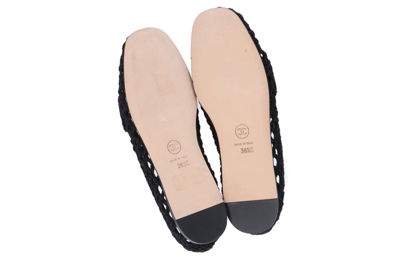 (W) Chanel Flat Shoes 'Black Knit' 圖 5