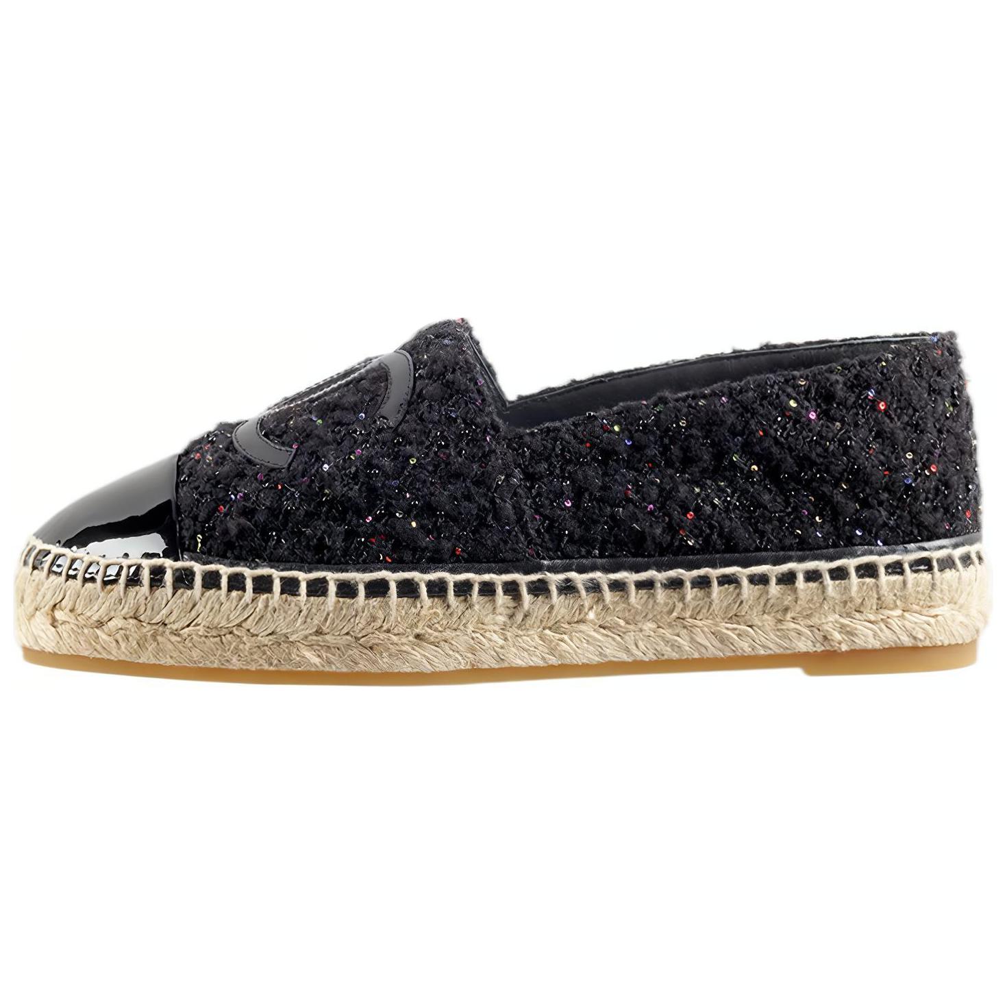 (W) Chanel Flat Shoes 'Black Tweed'