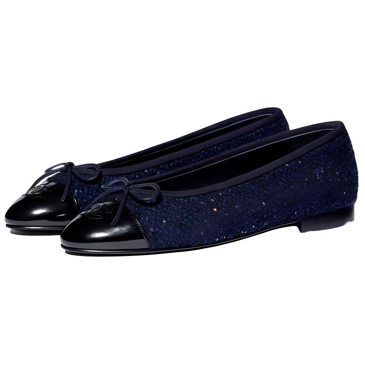 (W) Chanel Flat Shoes 'Navy Blue Tweed' 圖 3