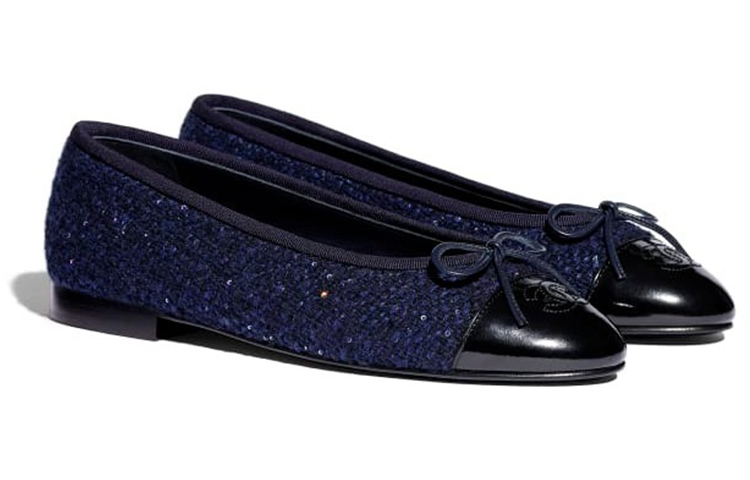 (W) Chanel Flat Shoes 'Navy Blue Tweed' 圖 4