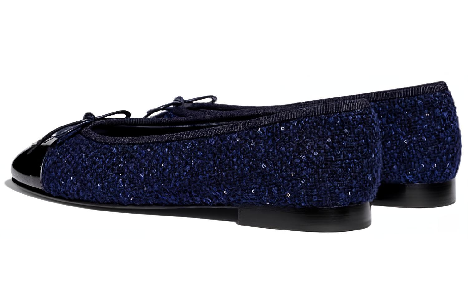 (W) Chanel Flat Shoes 'Navy Blue Tweed' 圖 5