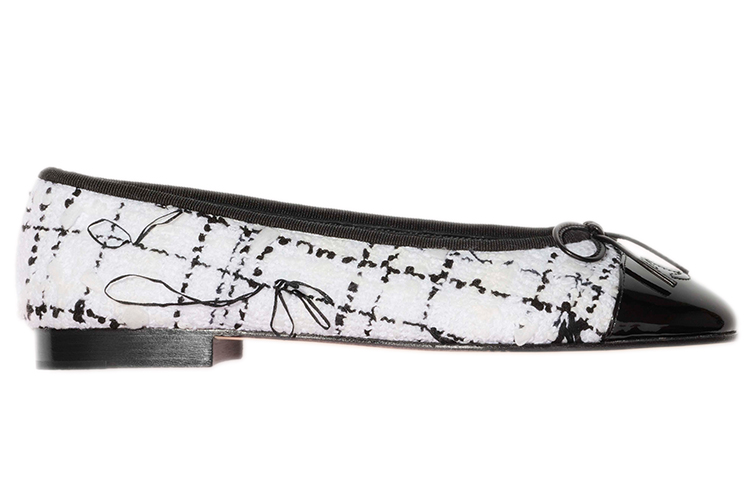 (W) Chanel Flat Shoes 'Tweed and Calfskin Patent Black and White' 圖 2
