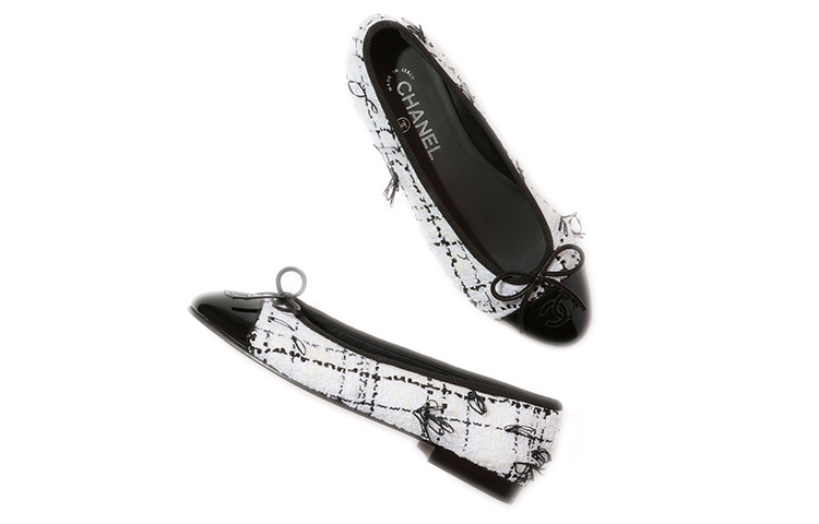 (W) Chanel Flat Shoes 'Tweed and Calfskin Patent Black and White' 圖 3