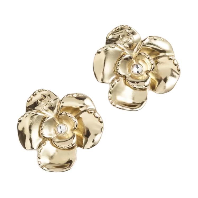 (Women) CHANEL Floral Design Gold Metal Rhinestone Earrings for Women. ABE310-B18085-NZT49 圖 2